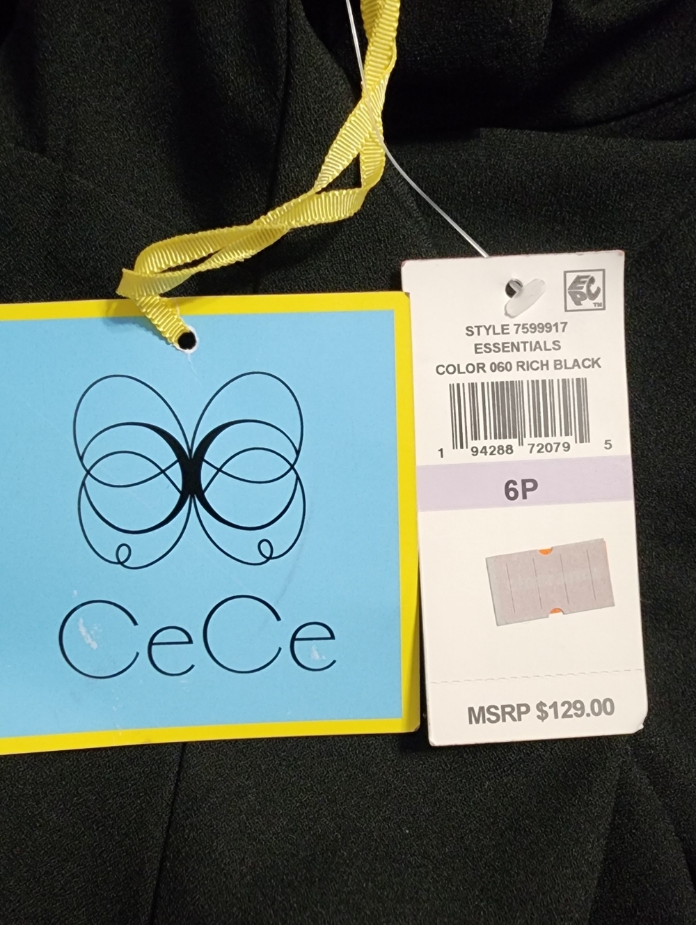 CeCe Black Short Sleeve Dress Size 6 Petite NWT - Picture 7 of 8